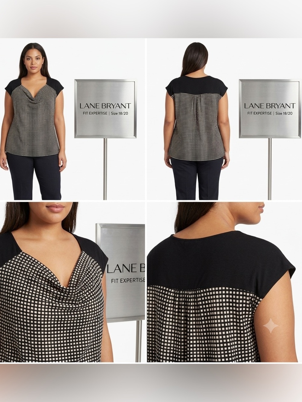 Lane Bryant Slouch Neckline Checkered Blouse 18/20
